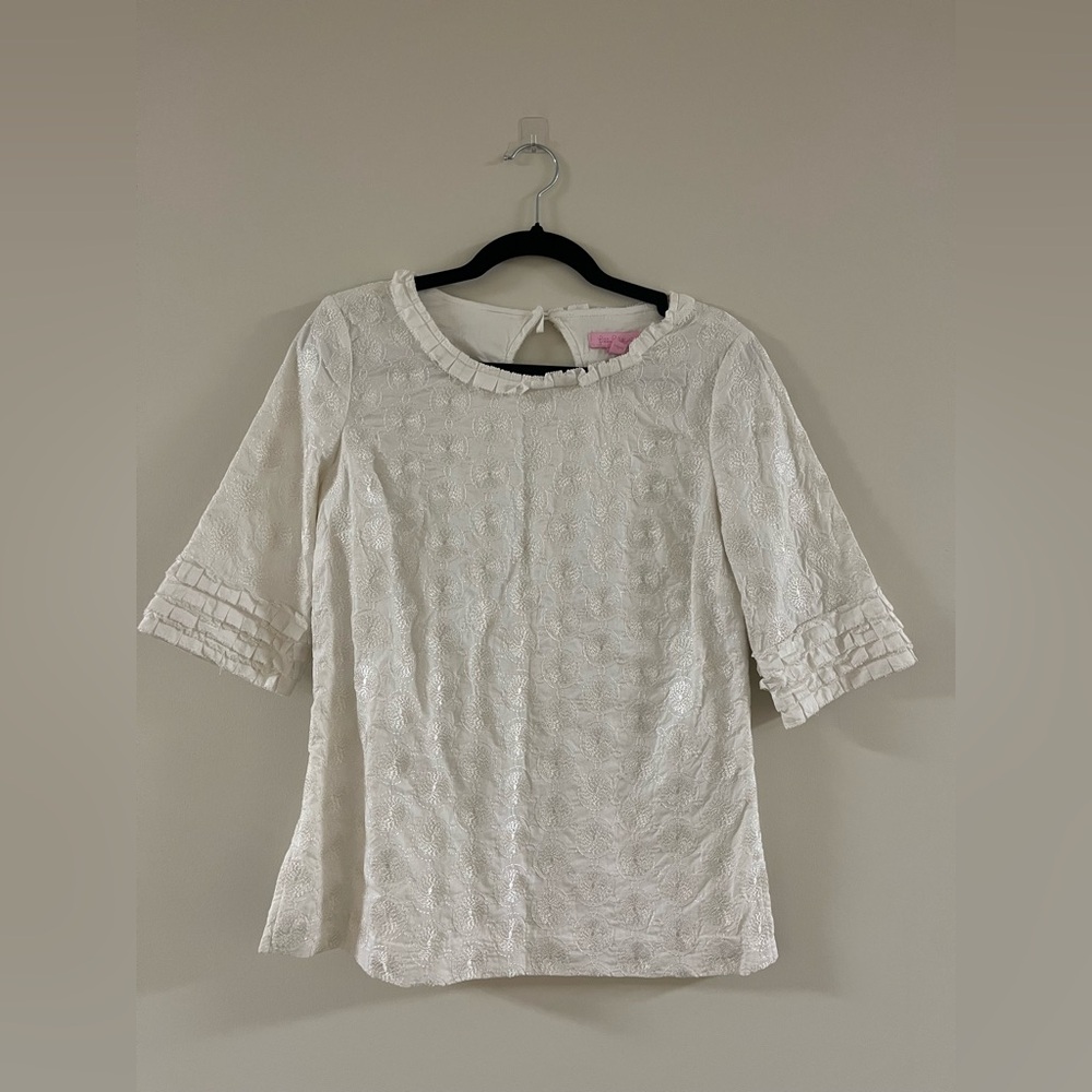 Lilly Pulitzer White Embroidered Blouse